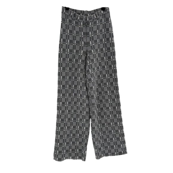 Naadam Women's Grey Plaid Wool-Cashmere Wide-Leg Pants, S - Picture 3 of 11